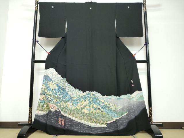 平和屋着物●本加賀友禅作家　小川孝司　黒留袖　宮島　正絹　逸品　DABL1178ud