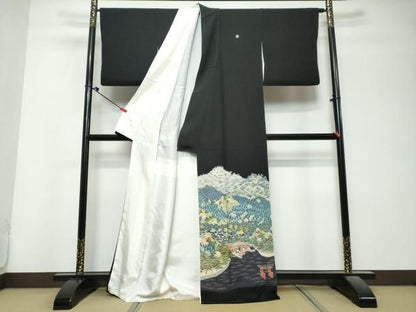 平和屋着物●本加賀友禅作家　小川孝司　黒留袖　宮島　正絹　逸品　DABL1178ud