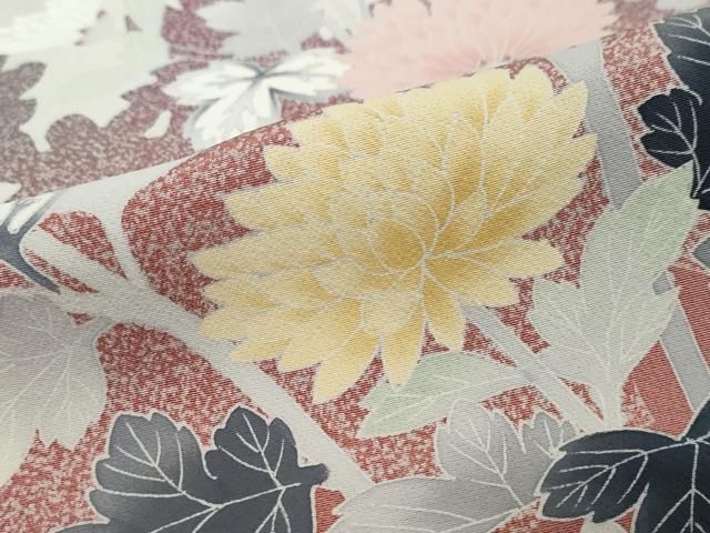 平和屋着物●訪問着　友禅　作家物　草花文　シルエット　正絹　逸品　DABL1184ud