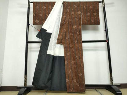 平和屋着物●上質な紬　琉球絣　正絹　逸品　DABL1192ud