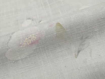 平和屋着物●訪問着　紬地　手描き　草花文　反端付き　正絹　逸品　DABL1194ud