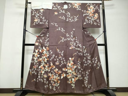平和屋着物●訪問着　駒刺繍　花蝶文　金彩　ますいわ屋扱い　反端付き　正絹　逸品　未使用　DABL1197ud