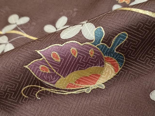 平和屋着物●訪問着　駒刺繍　花蝶文　金彩　ますいわ屋扱い　反端付き　正絹　逸品　未使用　DABL1197ud