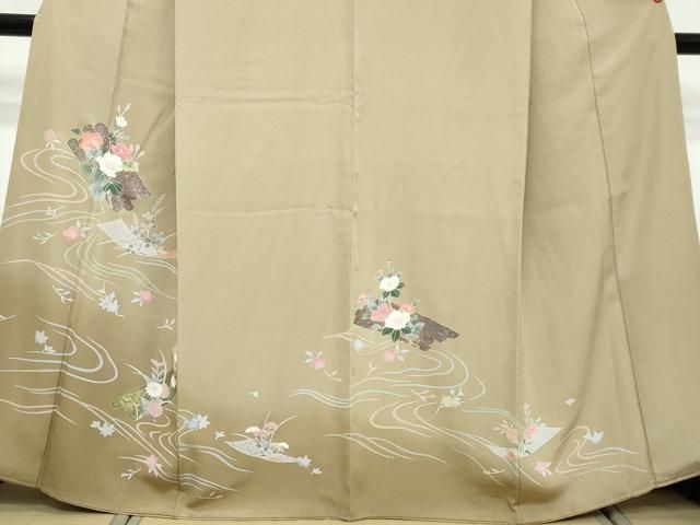 平和屋着物●訪問着　流水草花文　暈し染め　金彩　正絹　逸品　DABL1203ud