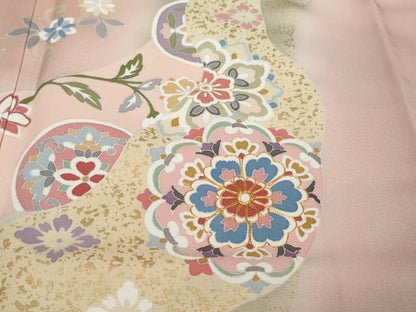 平和屋着物●訪問着　駒刺繍　道長吉祥草花文　暈し染め　金彩　正絹　逸品　未使用　DABL1209ud