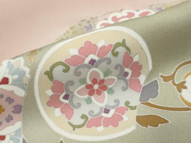 平和屋着物●訪問着　駒刺繍　道長吉祥草花文　暈し染め　金彩　正絹　逸品　未使用　DABL1209ud
