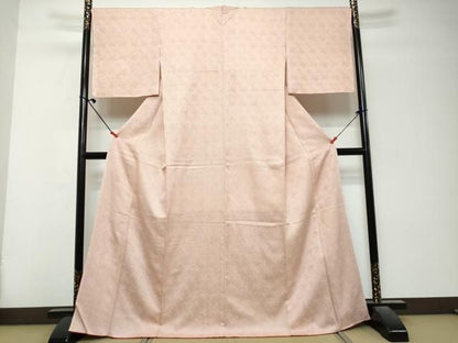 平和屋着物●大変加工の良い総絞り小紋　浅緋色　正絹　逸品　DABL1285ud