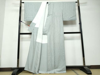 平和屋着物●上質な色無地　南天地紋　秘色　正絹　逸品　DABL1287ud