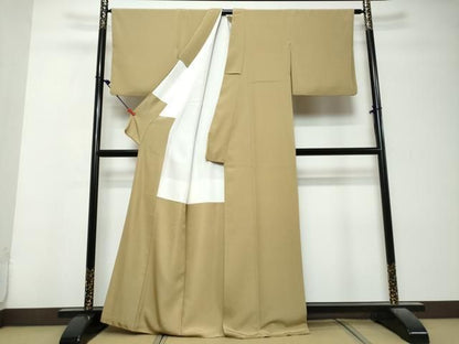 平和屋着物●上質な色無地　利休茶色　正絹　逸品　DABL1289ud