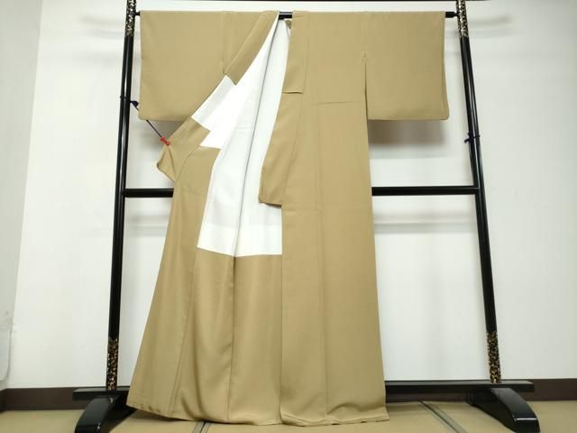 平和屋着物●上質な色無地　利休茶色　正絹　逸品　DABL1289ud
