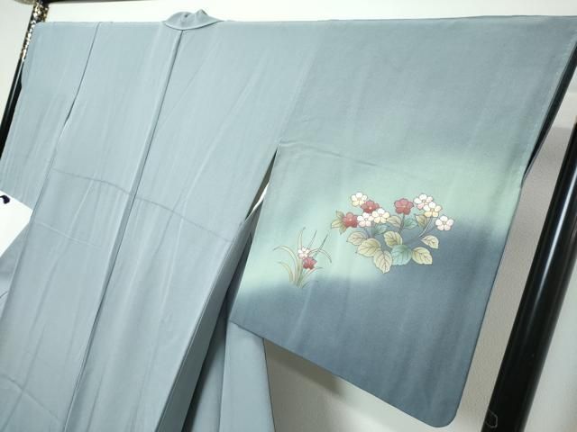 平和屋着物●訪問着　刺繍　雪輪草花文　暈し染め　金彩　ロング丈　正絹　逸品　DABL1291ud