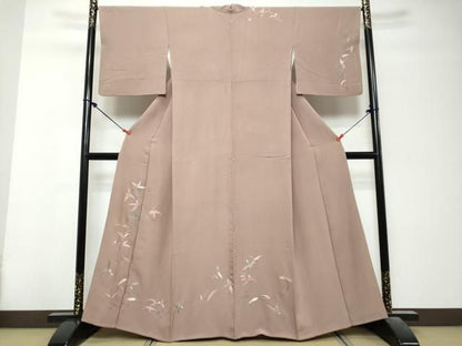 平和屋着物●訪問着　総刺繍　枝花文　正絹　逸品　DABL1293ud