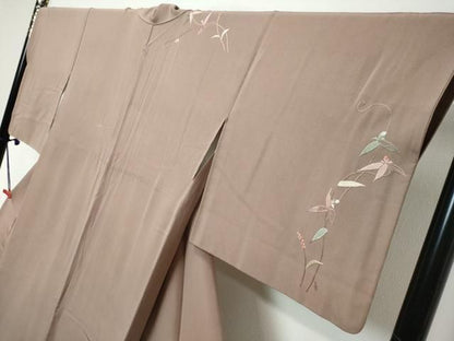 平和屋着物●訪問着　総刺繍　枝花文　正絹　逸品　DABL1293ud