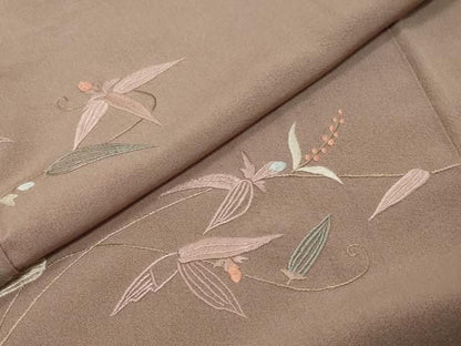 平和屋着物●訪問着　総刺繍　枝花文　正絹　逸品　DABL1293ud