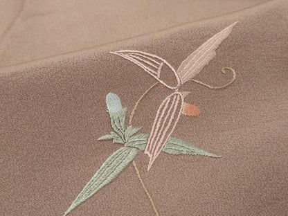 平和屋着物●訪問着　総刺繍　枝花文　正絹　逸品　DABL1293ud