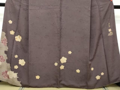 平和屋着物●訪問着　作家物　刺繍　舞桜文　金彩　正絹　逸品　DABL1300ud
