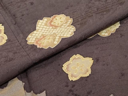 平和屋着物●訪問着　作家物　刺繍　舞桜文　金彩　正絹　逸品　DABL1300ud