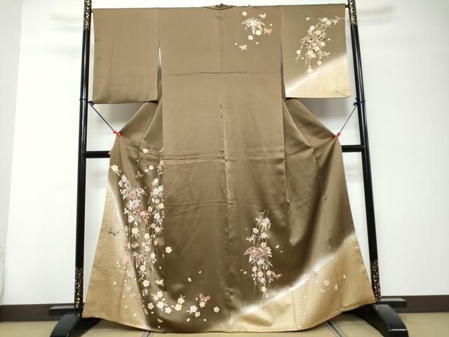 平和屋着物●訪問着　花蝶文　暈し染め　金彩　ますいわ屋扱い　正絹　逸品　DABL1301ud
