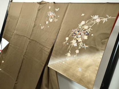 平和屋着物●訪問着　花蝶文　暈し染め　金彩　ますいわ屋扱い　正絹　逸品　DABL1301ud