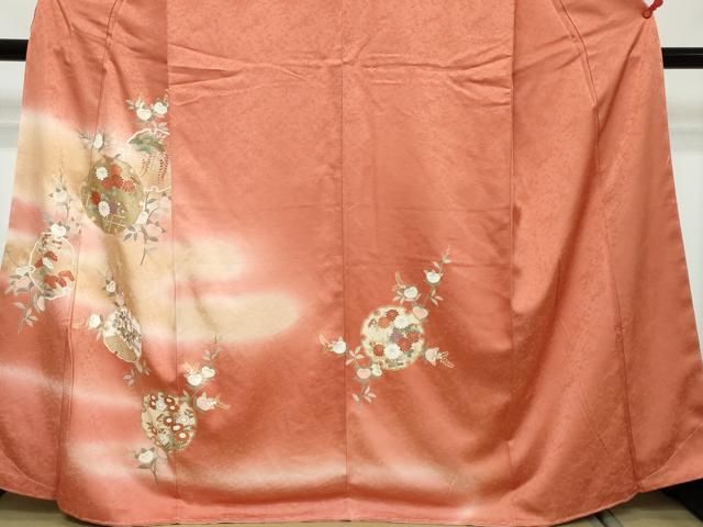 平和屋着物●訪問着　雪輪草花文　暈し染め　金彩　正絹　逸品　未使用　DABL1302ud