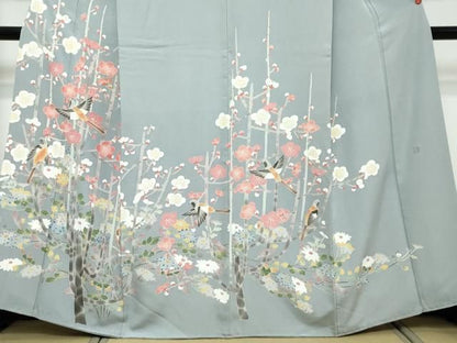 平和屋着物●訪問着　絵夢工房　加賀友禅　清明　梅　たとう紙付き　正絹　逸品　DABL1305ud