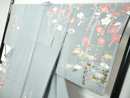 平和屋着物●訪問着　絵夢工房　加賀友禅　清明　梅　たとう紙付き　正絹　逸品　DABL1305ud