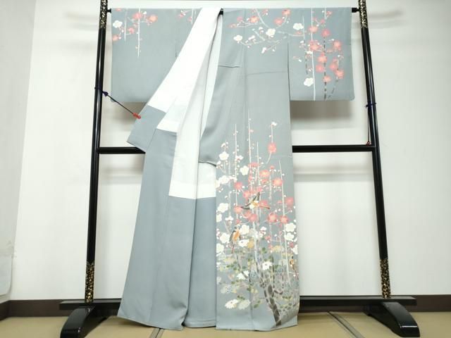 平和屋着物●訪問着　絵夢工房　加賀友禅　清明　梅　たとう紙付き　正絹　逸品　DABL1305ud