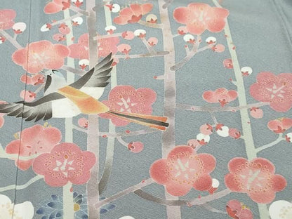平和屋着物●訪問着　絵夢工房　加賀友禅　清明　梅　たとう紙付き　正絹　逸品　DABL1305ud