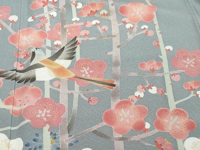 平和屋着物●訪問着　絵夢工房　加賀友禅　清明　梅　たとう紙付き　正絹　逸品　DABL1305ud