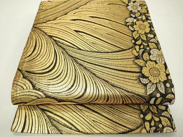 平和屋着物▼六通柄袋帯　辻が花　金銀糸　正絹　逸品　DABL2003fe