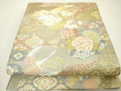 平和屋着物▼両方向　全通柄袋帯　唐織　四君子秀華文　道長取富貴文　金銀糸　正絹　逸品　DABL2008fe