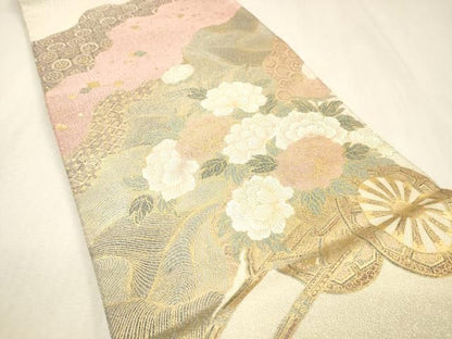 平和屋着物▼綴れ　太鼓柄袋帯　花車文　金彩　正絹　逸品　DABL2037fe
