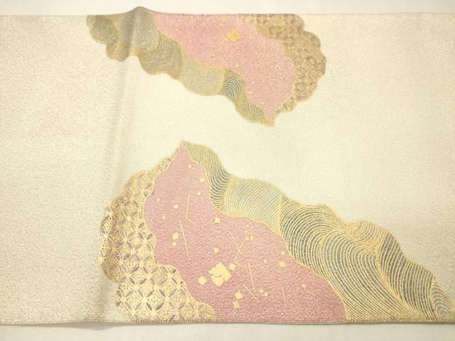 平和屋着物▼綴れ　太鼓柄袋帯　花車文　金彩　正絹　逸品　DABL2037fe