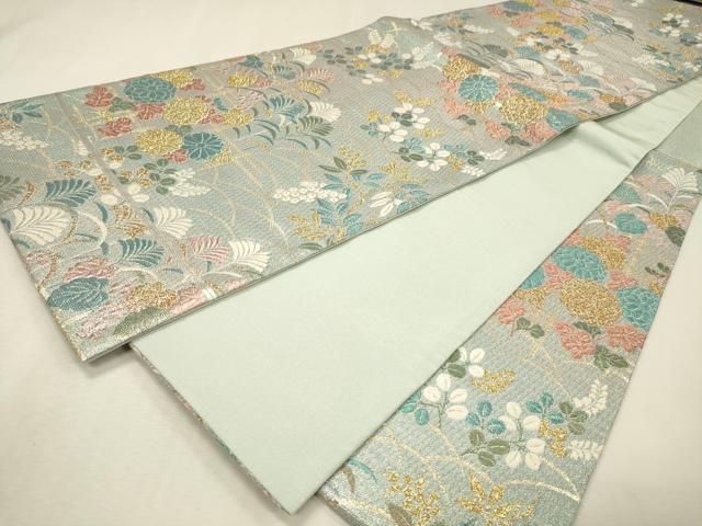 平和屋着物▼六通柄袋帯　唐織　草花　金銀糸　鈴乃屋扱い　正絹　逸品　DABL2069fe