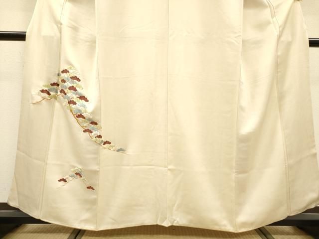 平和屋着物▼訪問着　駒刺繍　総刺繍　松　正絹　逸品　DABL2081fe