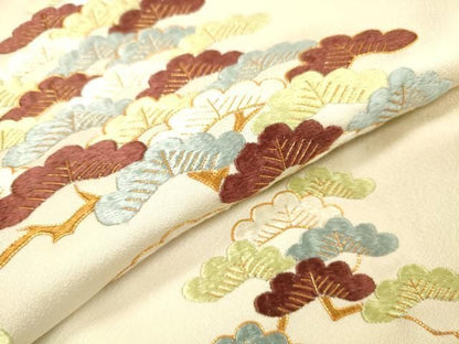 平和屋着物▼訪問着　駒刺繍　総刺繍　松　正絹　逸品　DABL2081fe
