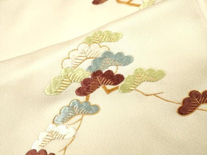 平和屋着物▼訪問着　駒刺繍　総刺繍　松　正絹　逸品　DABL2081fe