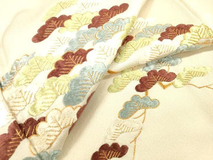 平和屋着物▼訪問着　駒刺繍　総刺繍　松　正絹　逸品　DABL2081fe