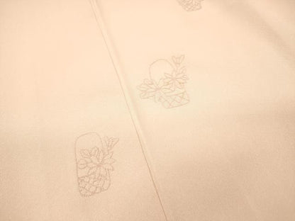 平和屋着物▼中国三大刺繍　相良刺繍　総刺繍　無地絵羽訪問着　花籠文　虹色　正絹　逸品　DABL2087fe