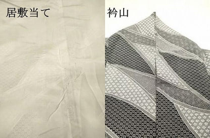 平和屋着物▼江戸小紋　単衣　亀甲麻の葉花文　正絹　逸品　DABL2088fe