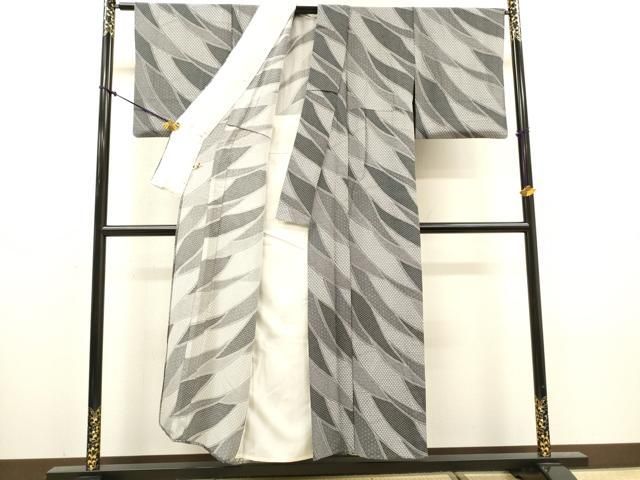 平和屋着物▼江戸小紋　単衣　亀甲麻の葉花文　正絹　逸品　DABL2088fe