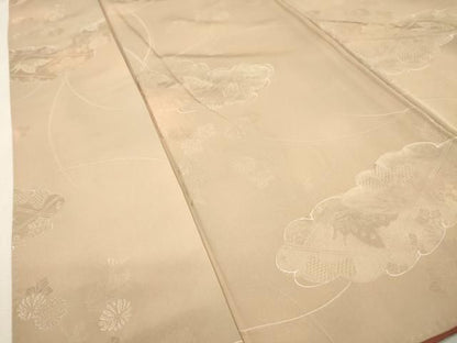平和屋着物▼上質な小紋　地紋起こし　舞蝶桐花文　暈し染　正絹　逸品　DABL2095fe