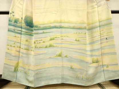 平和屋着物▼訪問着　作家物　風景文　正絹　逸品　DABL2097fe