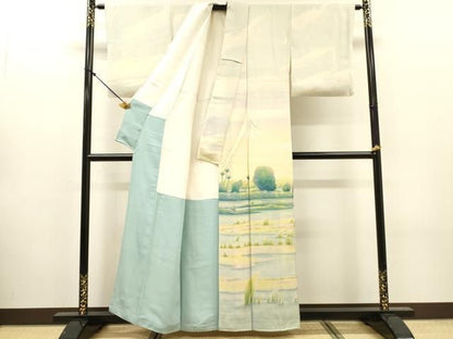 平和屋着物▼訪問着　作家物　風景文　正絹　逸品　DABL2097fe