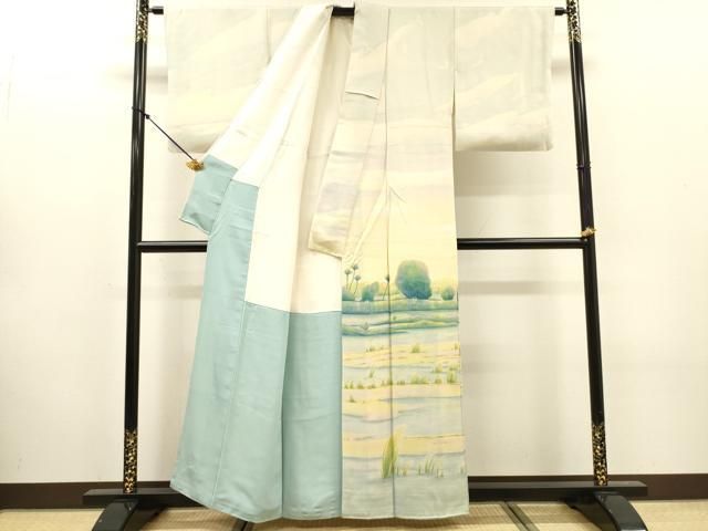 平和屋着物▼訪問着　作家物　風景文　正絹　逸品　DABL2097fe