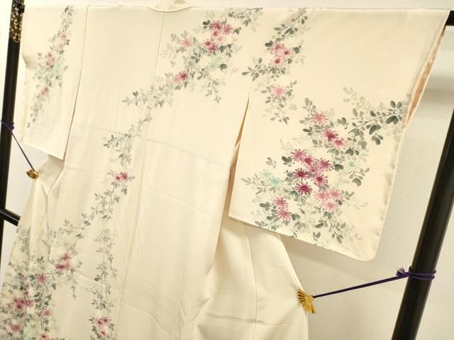 平和屋着物▼訪問着　手描き　草花　暈し染　正絹　逸品　DABL2099fe