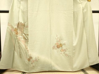 平和屋着物▼中国三大刺繍 スワトウ刺繍 汕頭刺繍 相良刺繍 総刺繍 訪問着 御所車花文 暈し染 金彩 やまと誂製 正絹 逸品 DABL2101fe