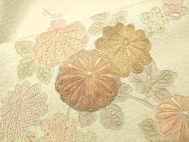 平和屋着物▼中国三大刺繍 スワトウ刺繍 汕頭刺繍 相良刺繍 総刺繍 訪問着 御所車花文 暈し染 金彩 やまと誂製 正絹 逸品 DABL2101fe