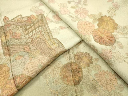 平和屋着物▼中国三大刺繍 スワトウ刺繍 汕頭刺繍 相良刺繍 総刺繍 訪問着 御所車花文 暈し染 金彩 やまと誂製 正絹 逸品 DABL2101fe