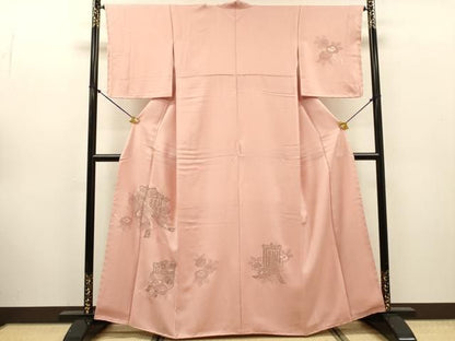平和屋着物▼中国三大刺繍 スワトウ刺繍 汕頭刺繍 相良刺繍 総刺繍 訪問着 御所車花文 金銀糸 さが美扱い 正絹 逸品 未使用 DABL2102fe